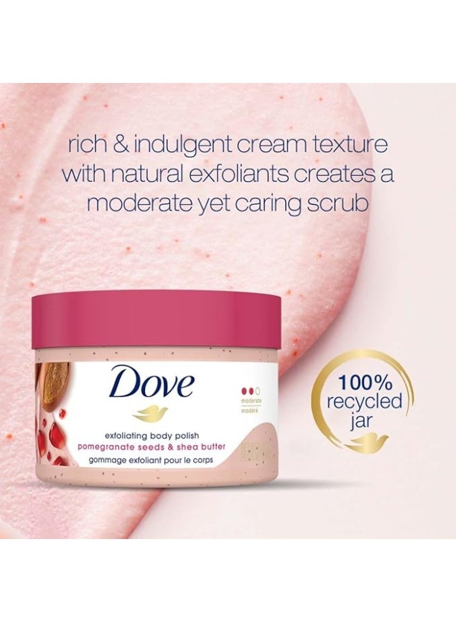 Dove Exfoliating Body Polish Pomegranate Seeds And Shea Butter 298 g Body Scrub Gentle Exfoliating Moisturizing Skin Care - Image 2
